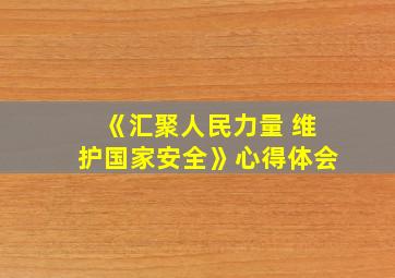 《汇聚人民力量 维护国家安全》心得体会